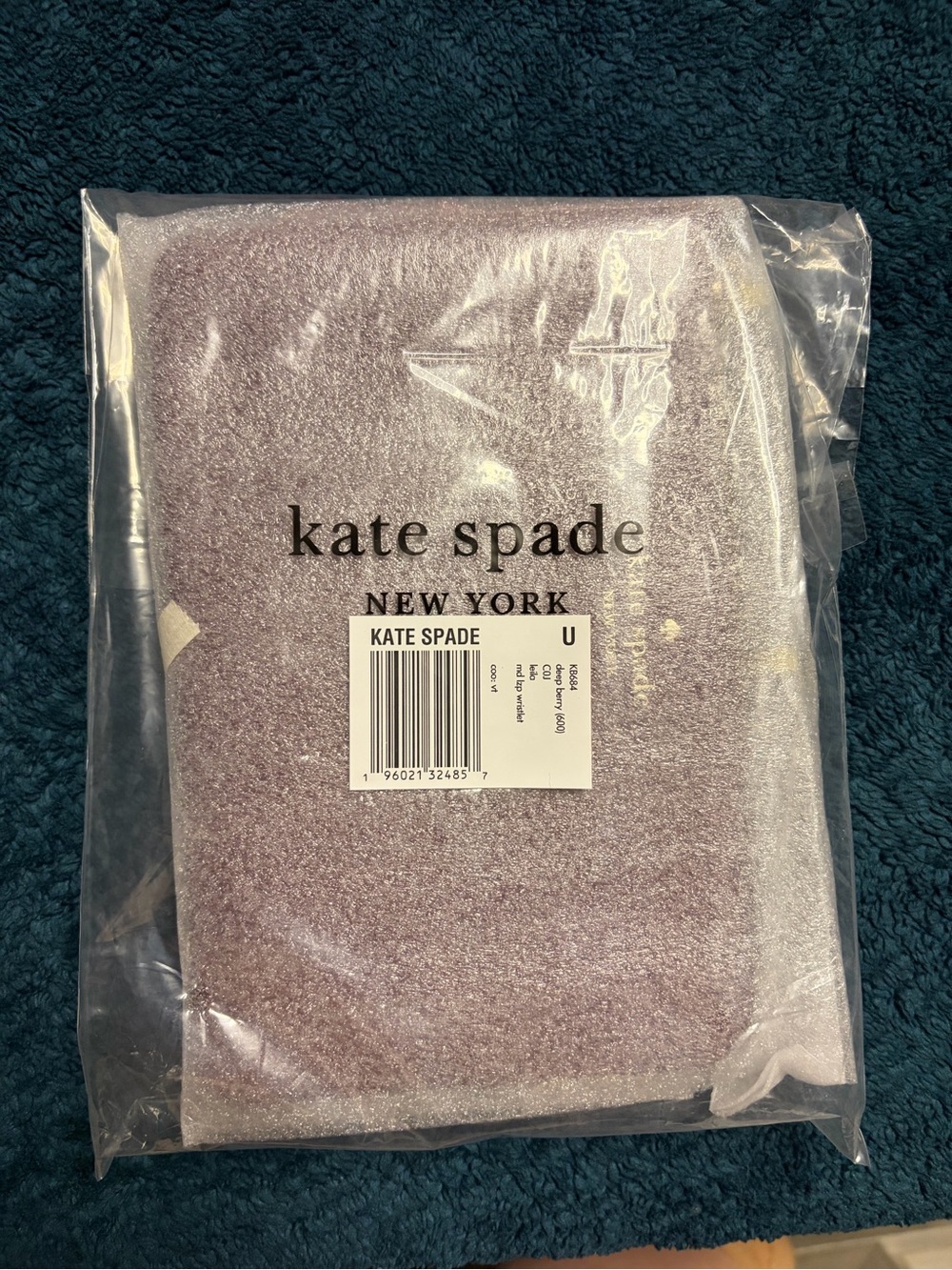 Kate Spade Medium Zipper Pebbled Leather Wristlet in Deep Berry w/ Gold Hardware